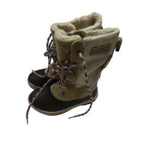 L.L. Bean kids girls size 11 primaloft snow winter boots, brown/purple